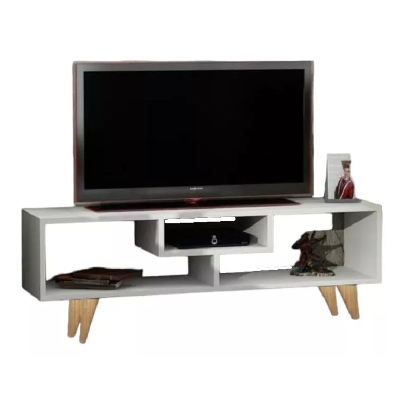 GENERICO - Mueble TV, Centro De Entretenimiento, Mesa Biblioteca 130 Cm Blanco