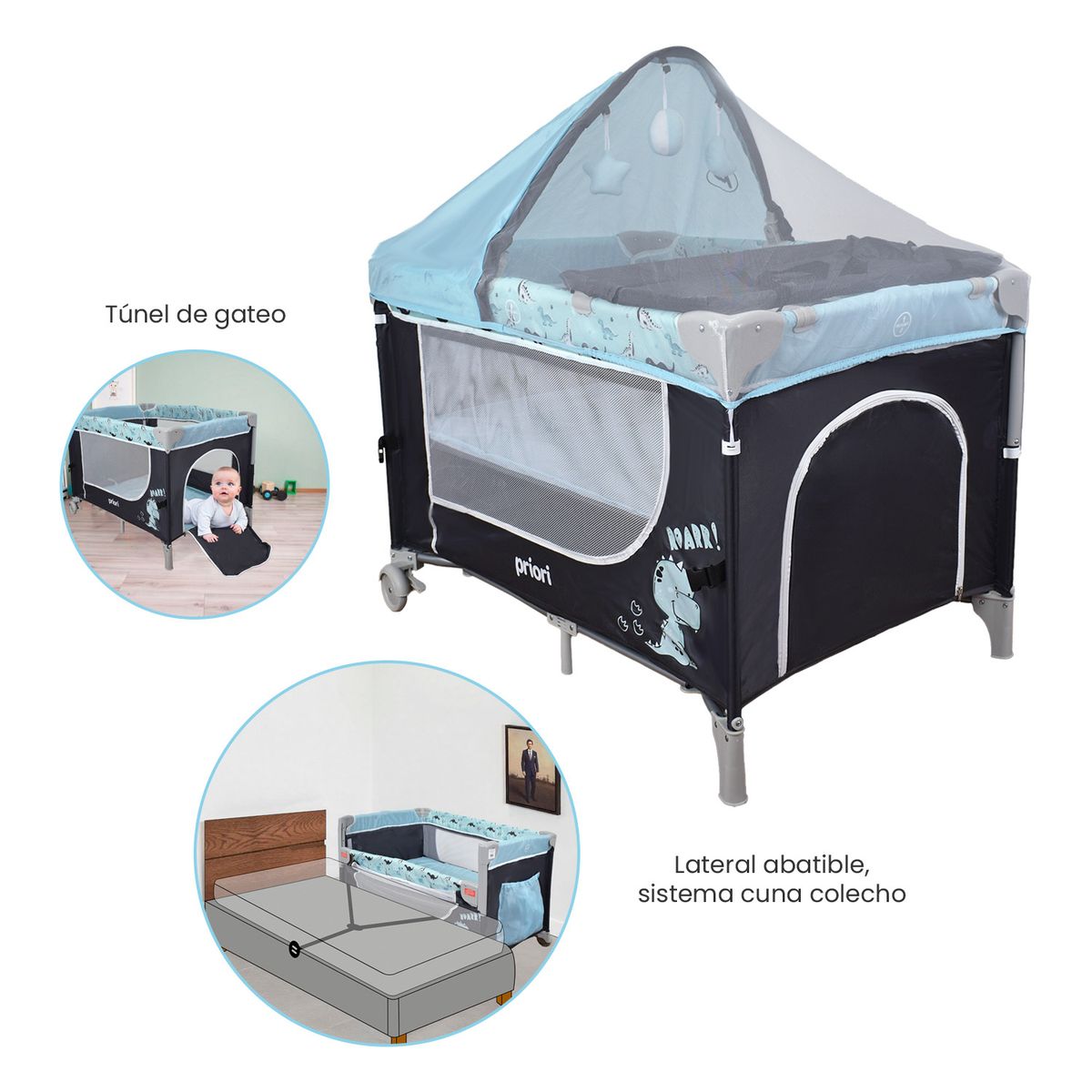 PRIORI - Corral Cuna Colecho Priori Madison Azul