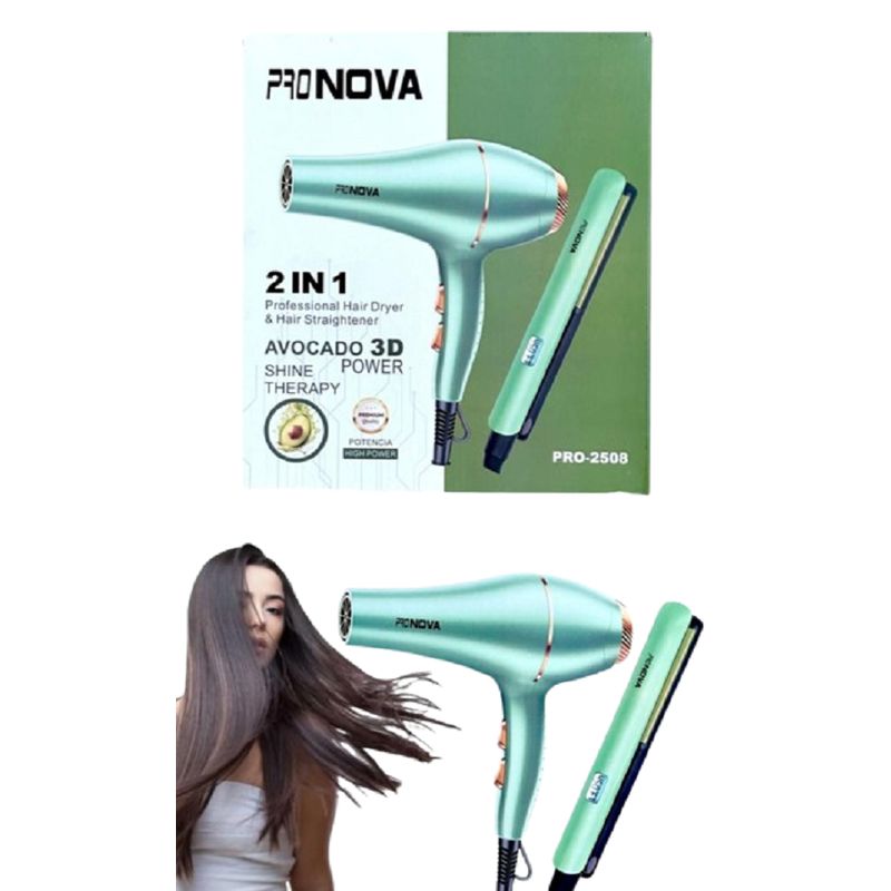 GENERICO - Kit Secador Y Plancha Aguacate 3d 2 En 1 Profesional.---