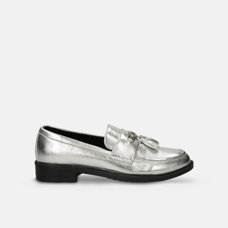 BATA - Mocasines Para Mujer Bata Plateado Jesper