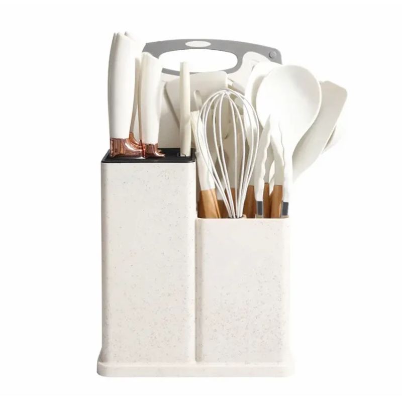 GENERICO - Juego Utensilios De Cocina De Silicona 19 Piezas blanco
