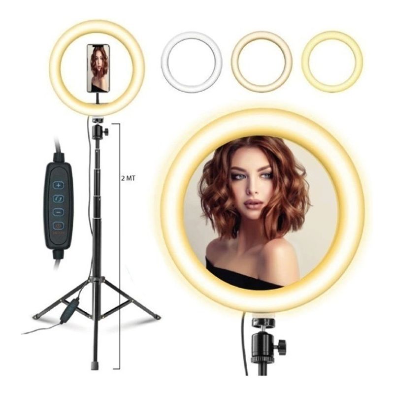 GENERICO - Aro De Luz Led 3 Tonos Flash 30cm Fotografía Selfie+ Trípode