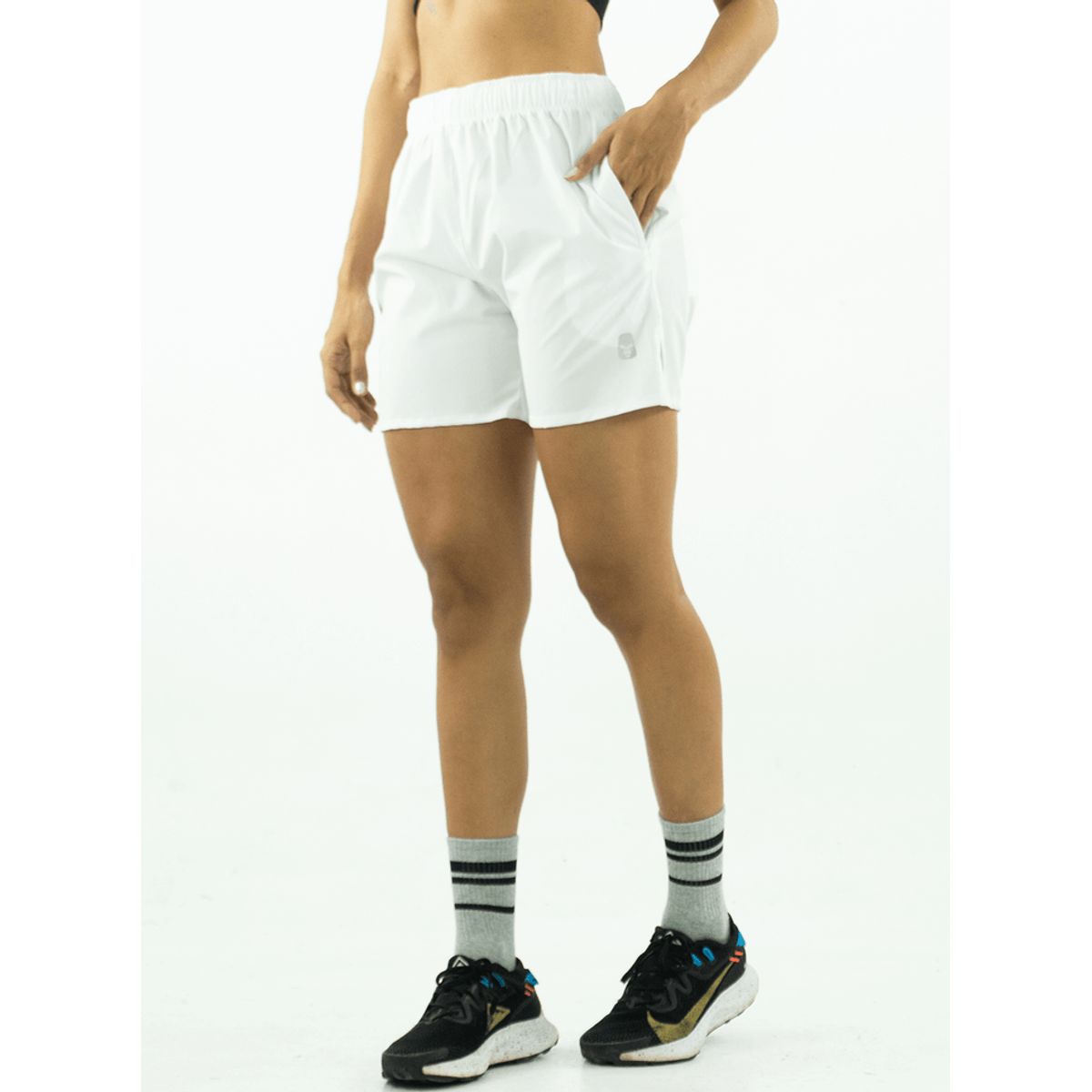 NO RULES - SHORT DEPORTIVO AJUSTADO UNISEX BLANCO.