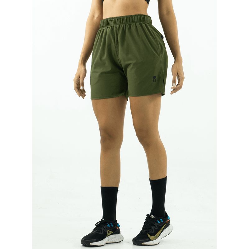 NO RULES - SHORT DEPORTIVO AJUSTADO UNISEX VERDE MILITAR.