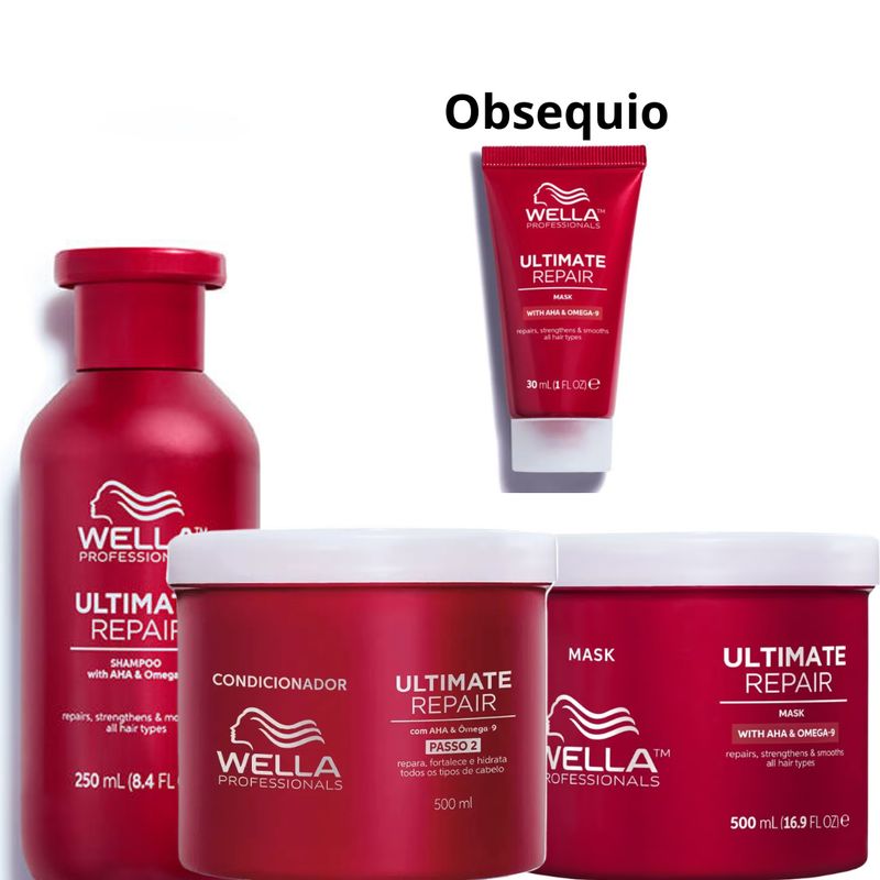 WELLA - Kit Wella Ultimate Repair Shampoo + Acondicionador + Mascarill