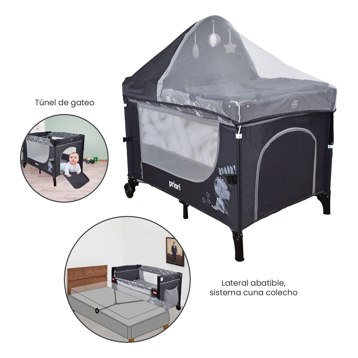 PRIORI - Corral Cuna Colecho Priori Madison Gris