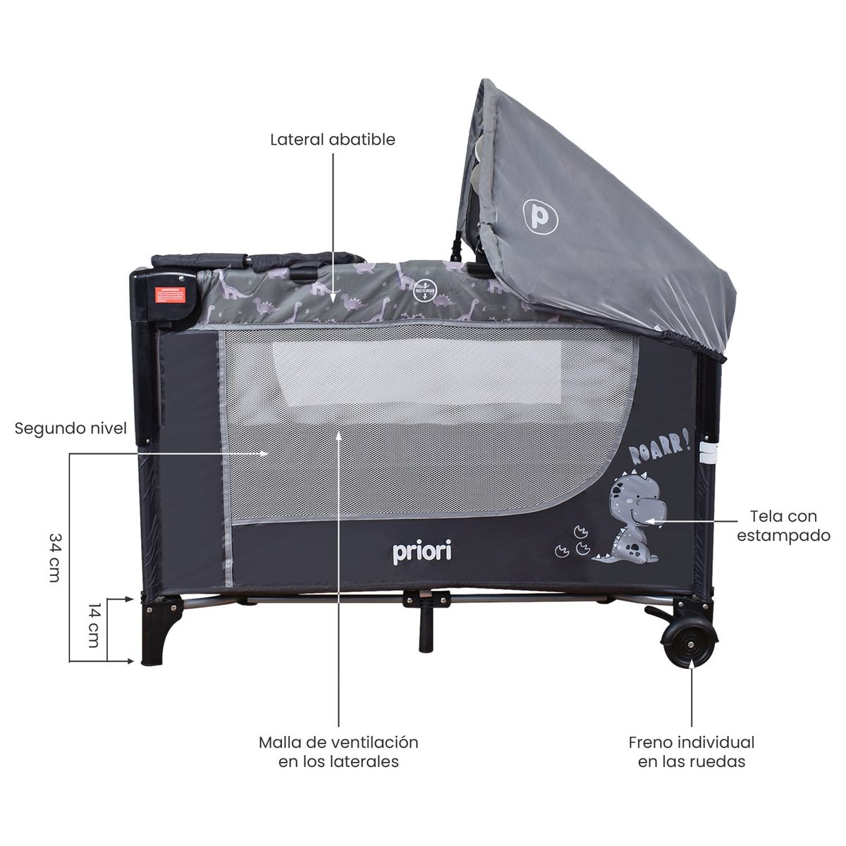 PRIORI - Corral Cuna Colecho Priori Madison Gris