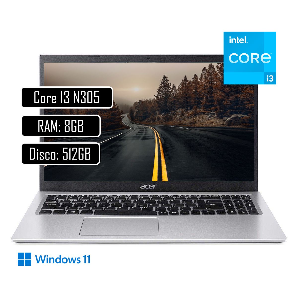 ACER - PORTATIL ACER A314 - INTEL CORE I3 N305 - 8GB LPDDR5 - 512GB SSD - PANTALLA 14" FHD - WIN 11