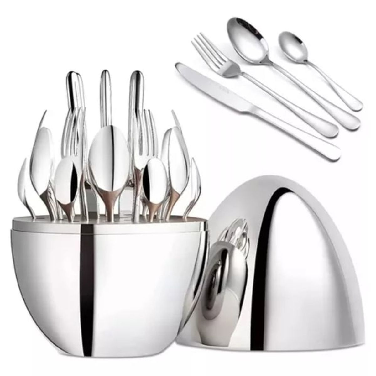 GENERICO - Juego De Cubiertos 24pcs Acero Inoxidable Gold Estuche Huevo