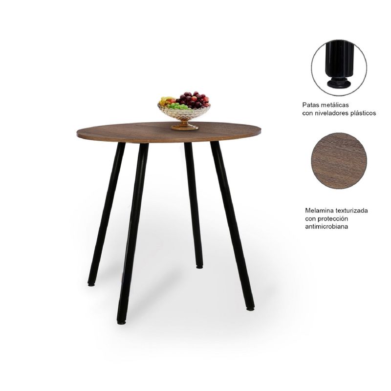 DKO DESIGN - Mesa De Comedor Auxiliar Redondo 75x80x80 cm Amaretto