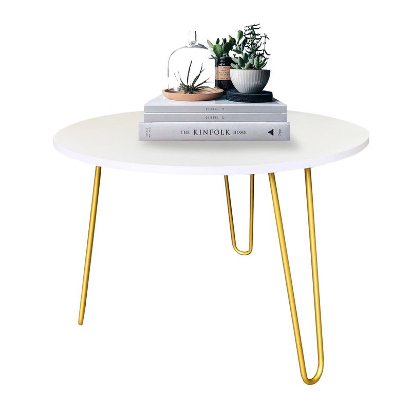 DKO DESIGN - Mesa de Centro Redonda Shine 40x60x60 Blanca