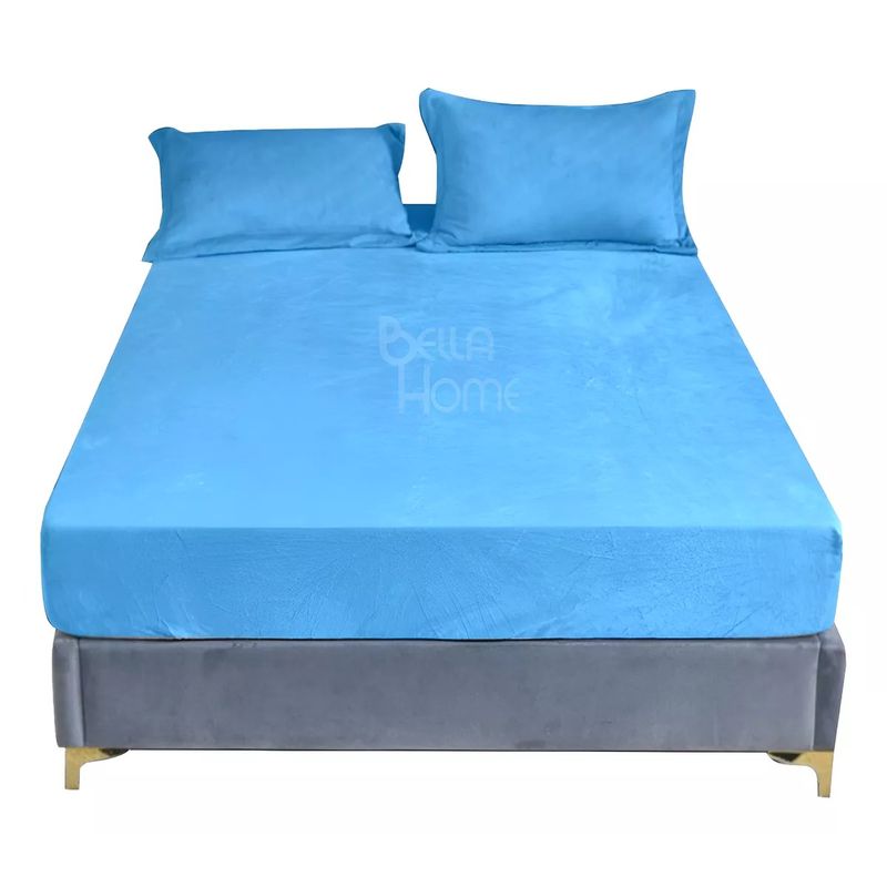 GENERICO - Sábana Ajustable Térmica Cama Semidoble Ultra suave Azul Claro