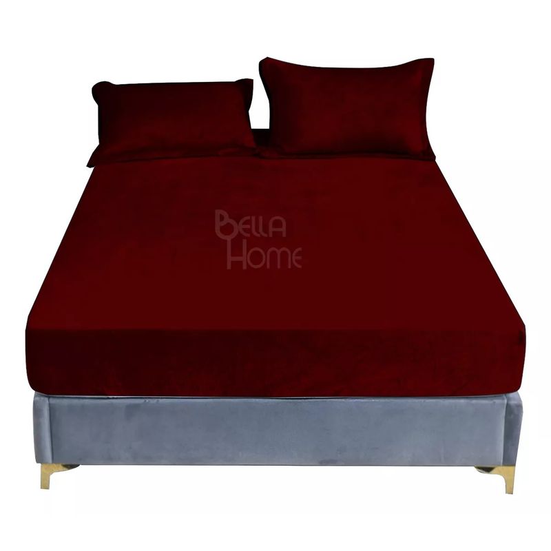 GENERICO - Sábana Ajustable Térmica Cama Doble Ultra suave Invierno Vino Tinto
