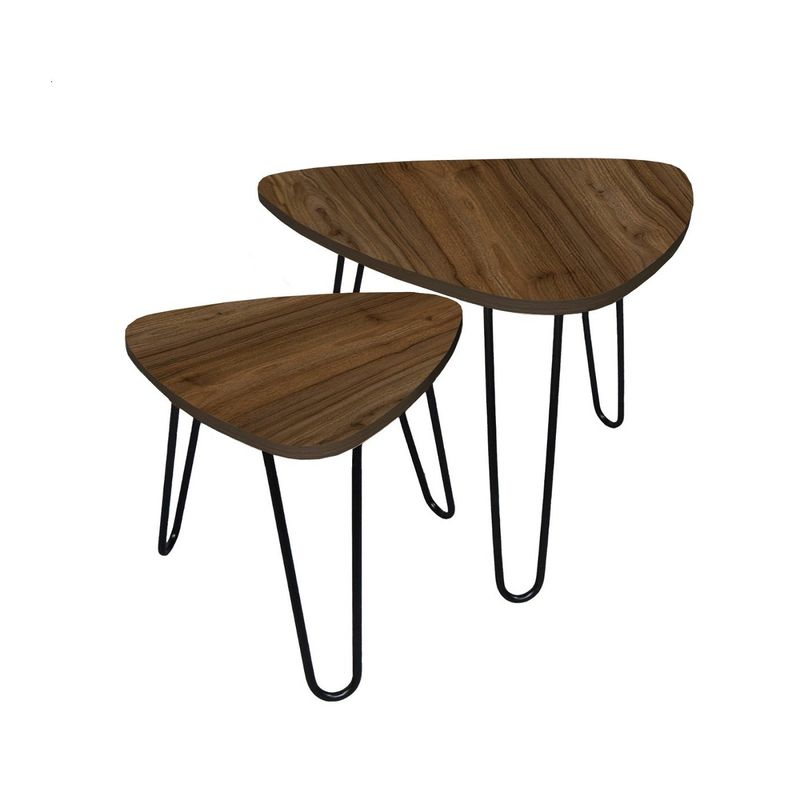 DKO DESIGN - Set X 2 Mesas De Centro Triangular Shine 40x60x40 Amaretto