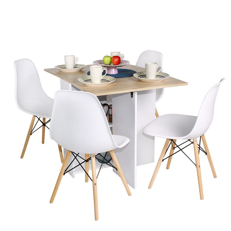 DKO DESIGN - Comedor Plegable Ahorraespacio 75X110X70 cm BCO-VIENES + 4 SILLAS