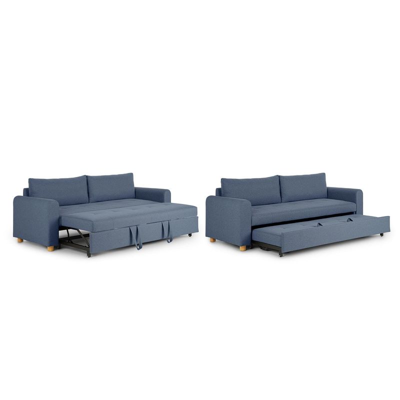 SOFA MARKET - Sofa Cama Cajon Dominica 3 Puestos Tela Azul
