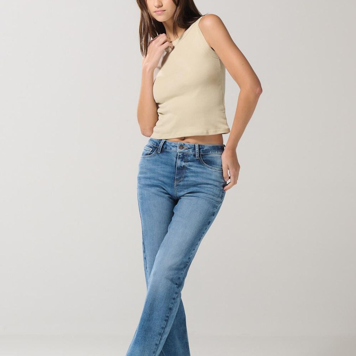 KOAJ - KOAJ Camiseta manga sisa con texturas acanaladas unicolor Mujer