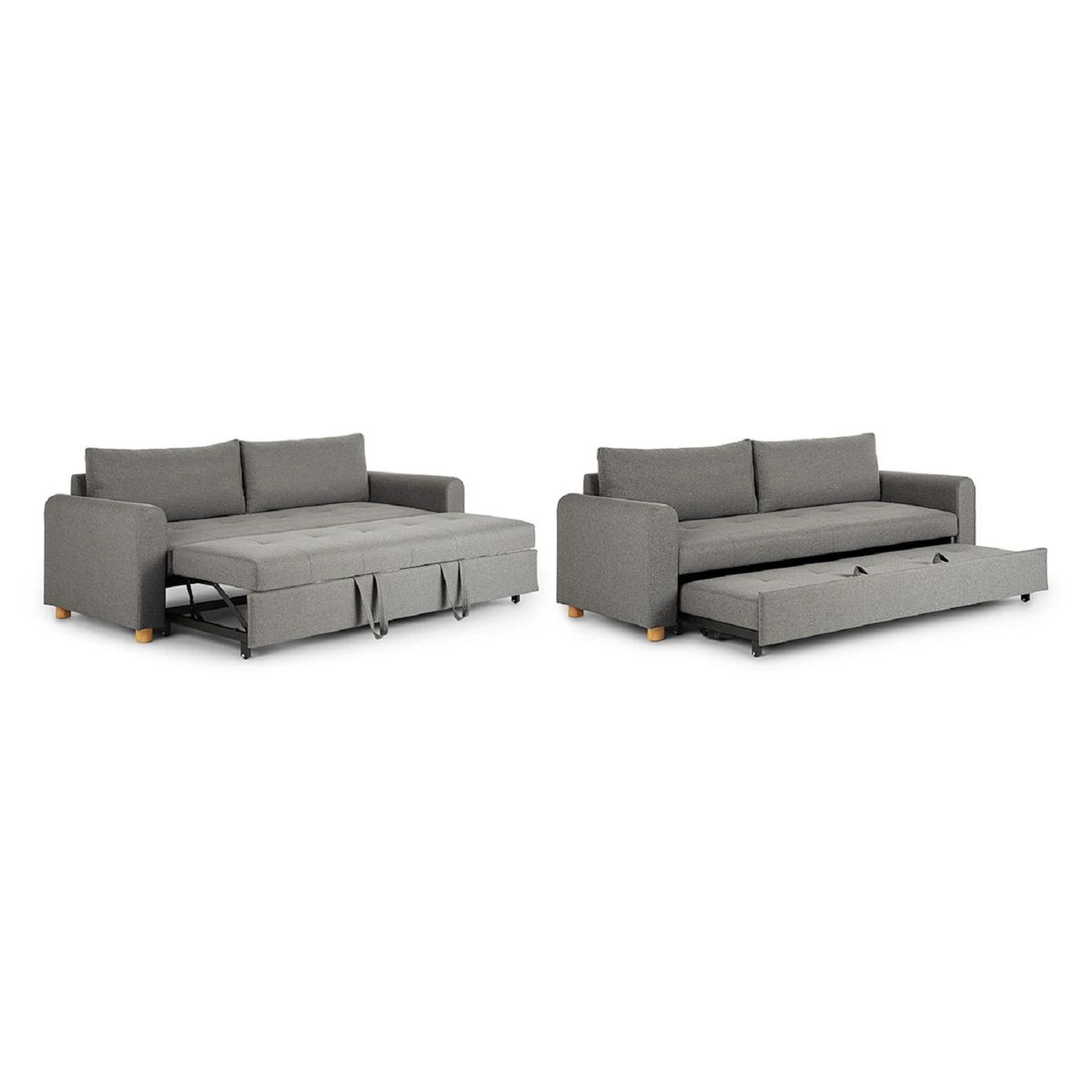 SOFA MARKET - Sofa Cama Cajon Dominica 2 ¨Puestos Tela Gris Oscuro
