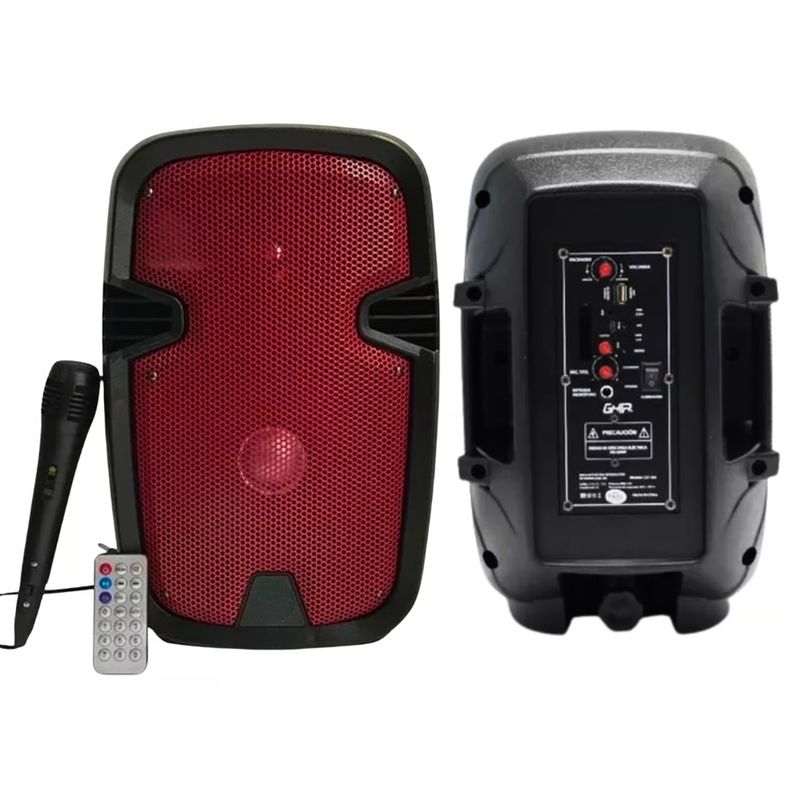 GENERICO - Parlante Rojo BT 6 Pulgadas CH-626 40W Control + Micrófono