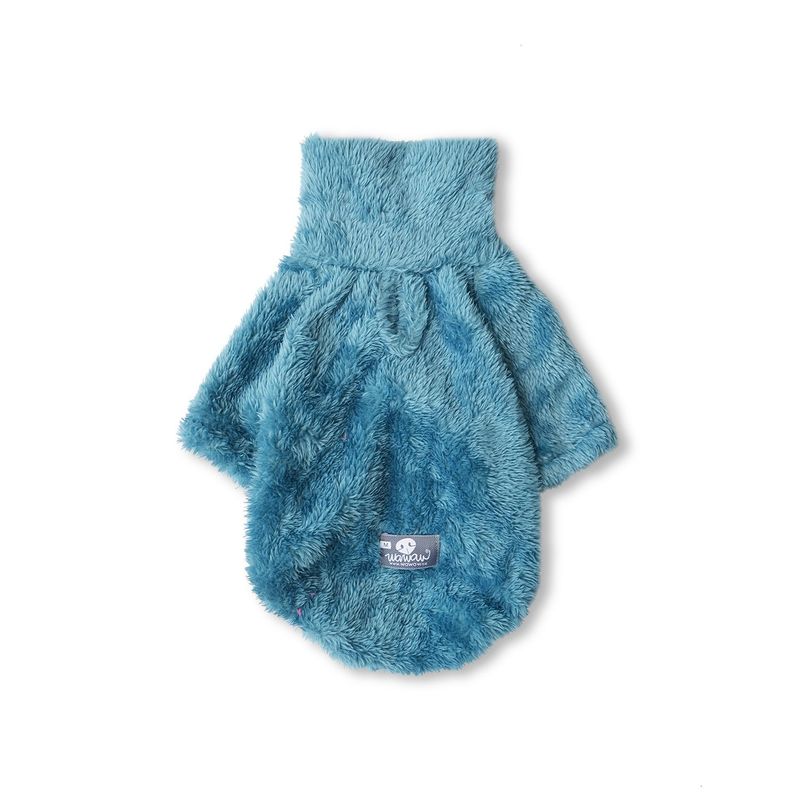 WAWAW - Saco para perro talla S cuello alto cremallera bisonte azul petróleo