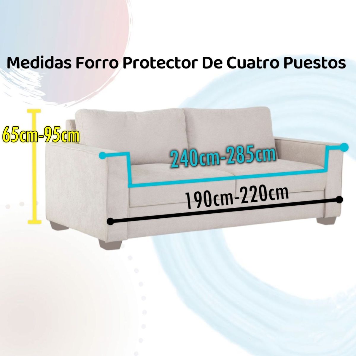 COLOMBIAN PRODUCTION - Forro Protector De 4 Puestos Para Sofá Con Brazos Rojo