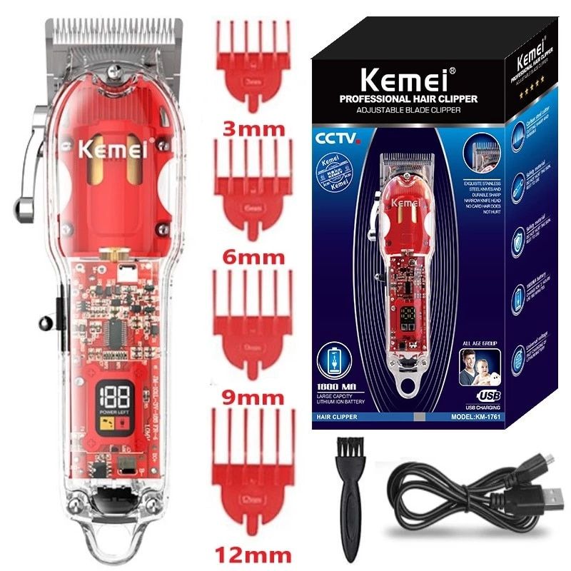 KEMEI - Cortadora De Pelo Peluquera Kemei Km-1761 Transparente