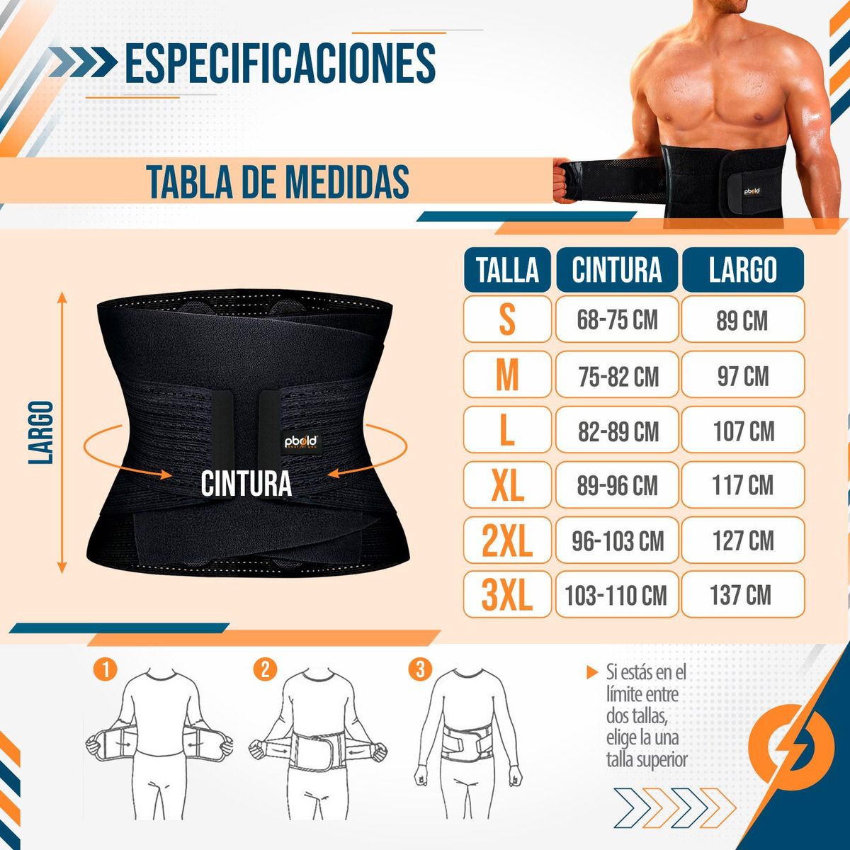 PBOLD - Cinturón Entrenamiento Deportivo Faja Moldeadora Cintura L