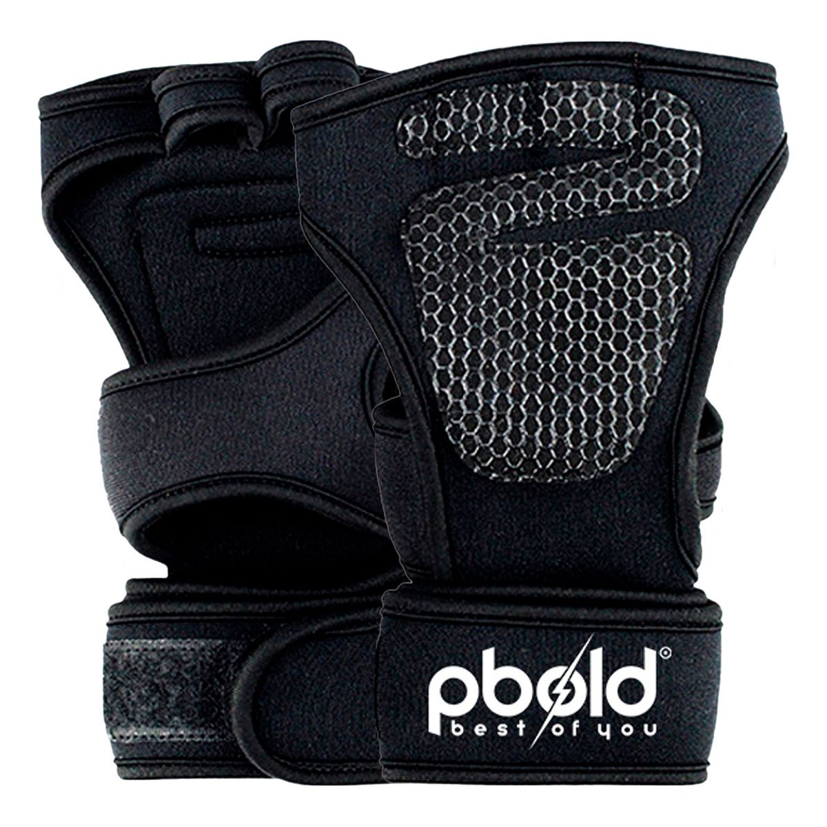 PBOLD - Guantes Gym Ejercicio Entrenamiento Con Muñequera Negro S