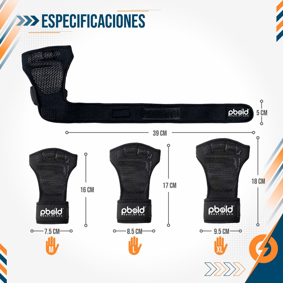 PBOLD - Guantes Gym Ejercicio Entrenamiento Con Muñequera Negro S