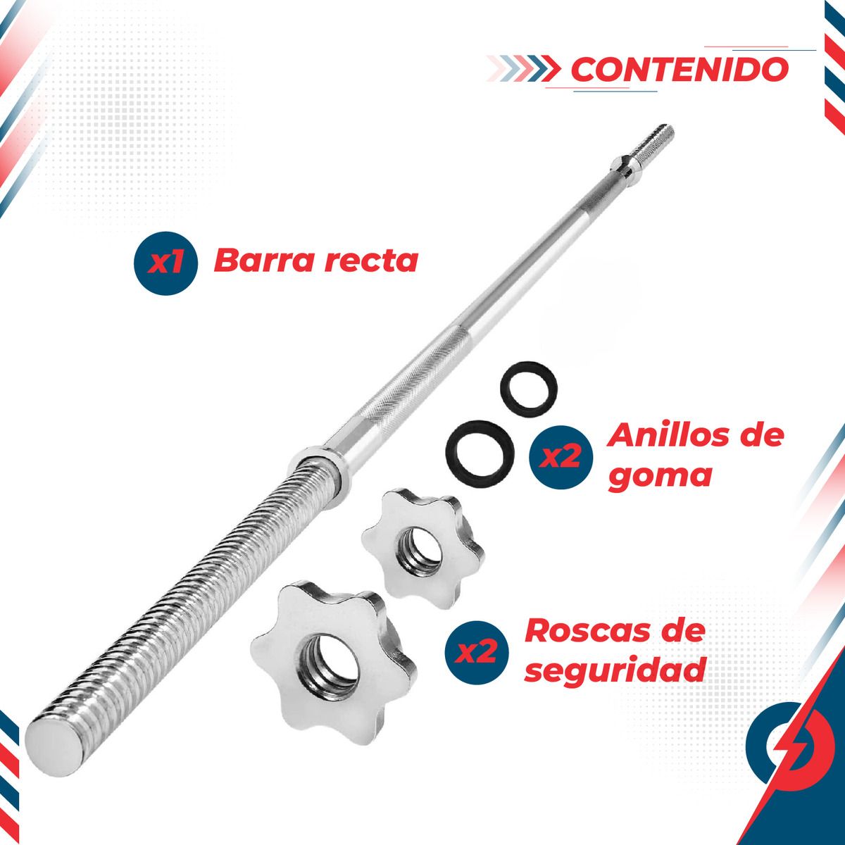 PBOLD - Barra Recta 150 cm Levantamiento Pesas 1 Pulgada