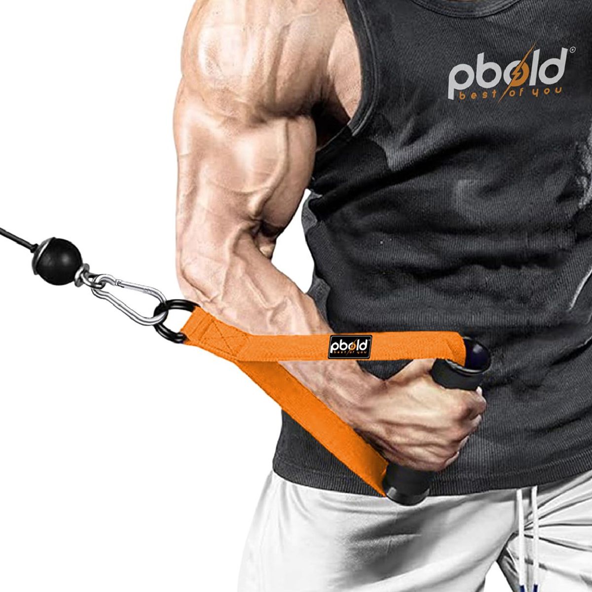 PBOLD - Agarres Asas Mangos Accesorio Cable Polea Gimnasio Naranja