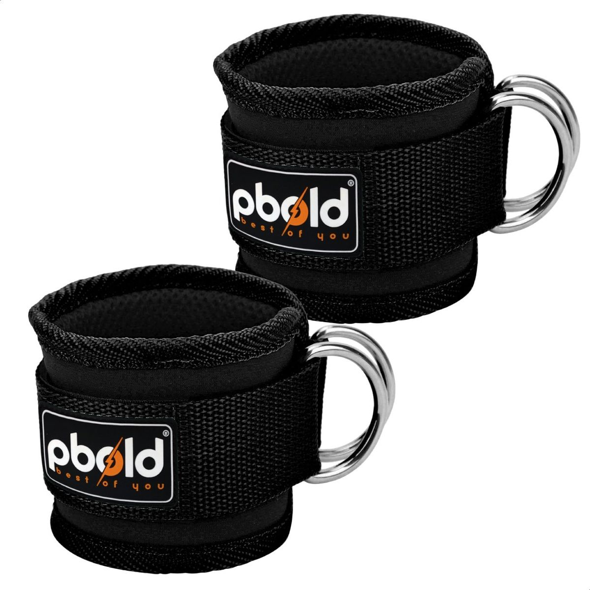 PBOLD - Tobilleras Straps  Acolchadas Correas Para Polea Gym Negro