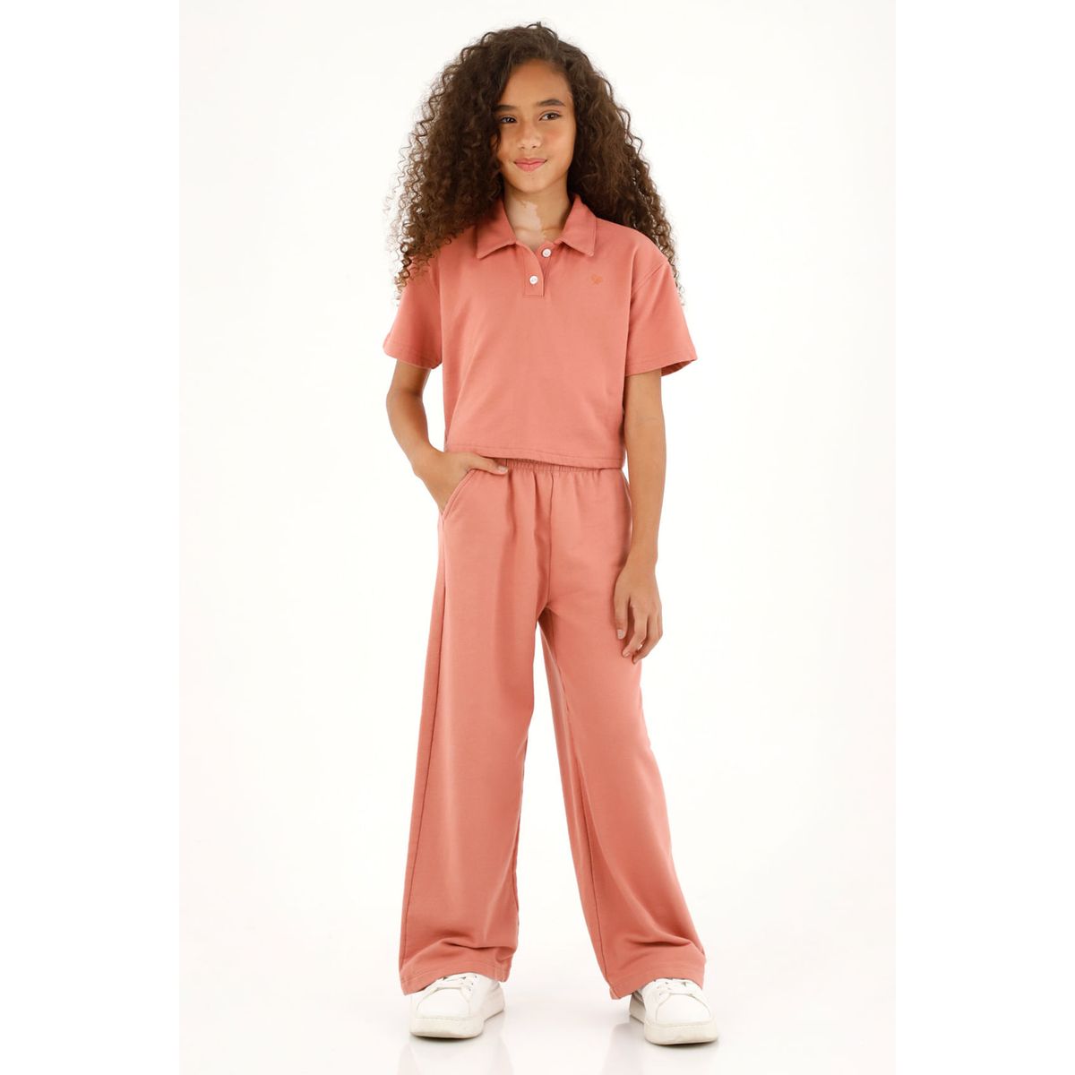 TENNIS - Camiseta tipo polo rosada para niña