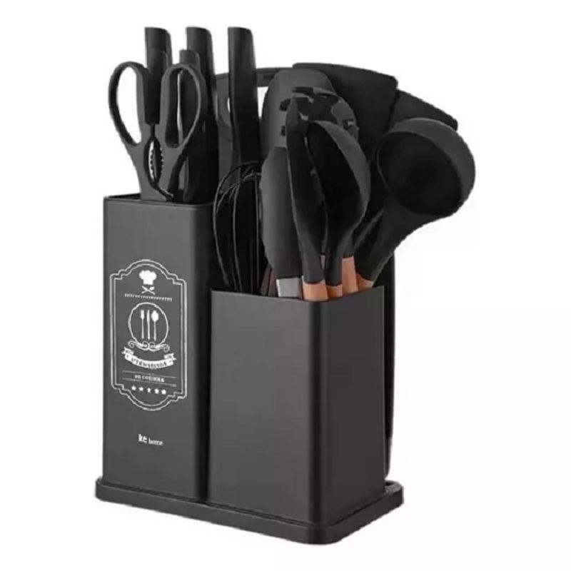 GENERICO - Juego Utensilios Cocina De Silicona 19 Piezas negro