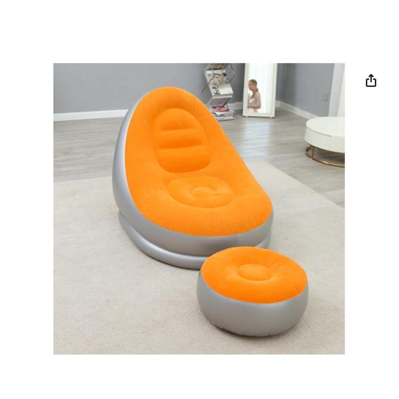 GENERICO - Puff Sofa Inflable Y Reposapies Con Inflador Naranja