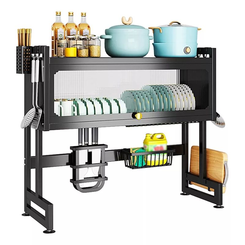 GENERICO - Organizador Escurridor Loza Cubiertos Platos 85cm con tapa hogar