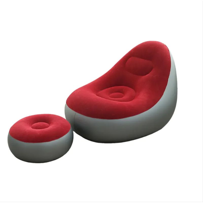 GENERICO - Puff Sofa Inflable Y Reposapies Con Inflador Rojo