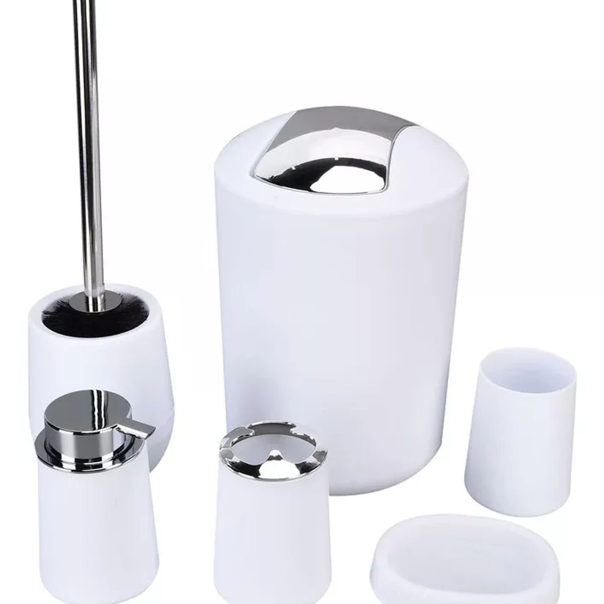 GENERICO - Organizador Baño Ducha 6pz Dispensador Jabón Soporte Cepillo blanco