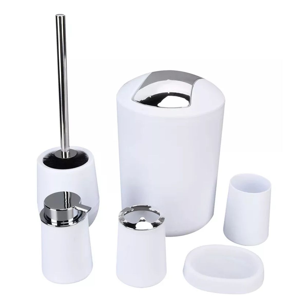GENERICO - Organizador Baño Ducha 6pz Dispensador Jabón Soporte Cepillo blanco