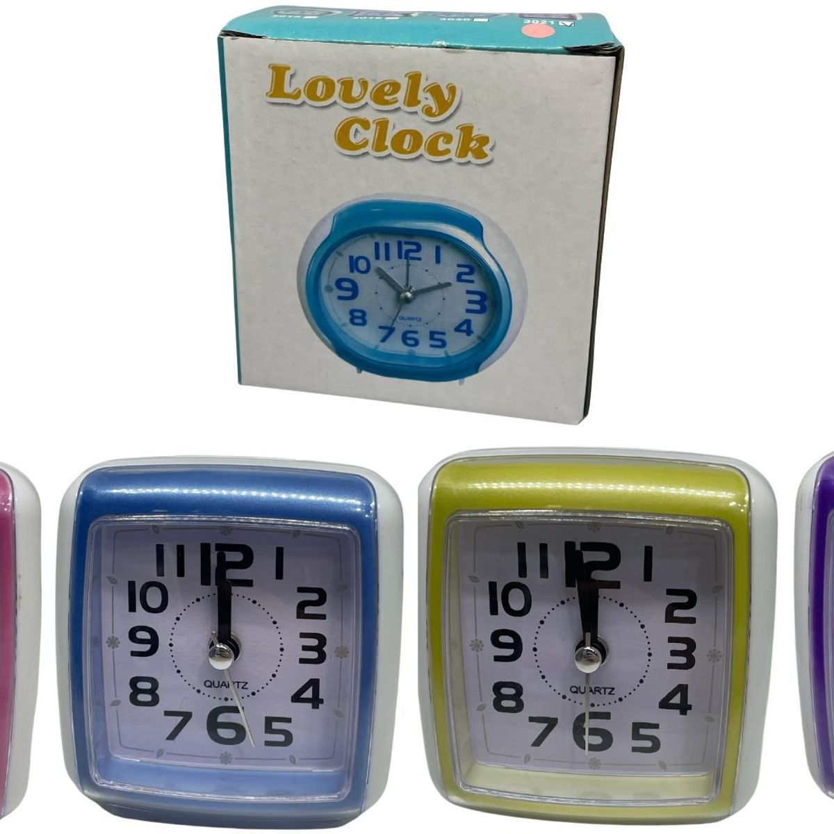 MAZUGI - Reloj despertador para mesa cuadrado colores pasteles 8x8cm