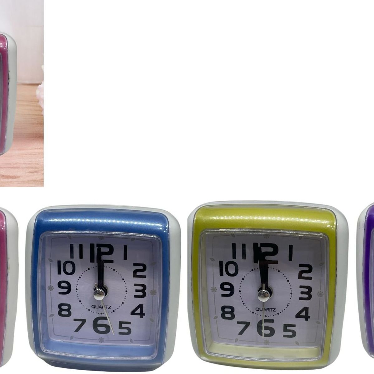 MAZUGI - Reloj despertador para mesa cuadrado colores pasteles 8x8cm