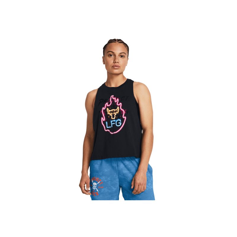 UNDER ARMOUR - Camiseta Mujer UNDER ARMOUR PJT RCK NEON FLAME T Negro UNDER ARMOUR.