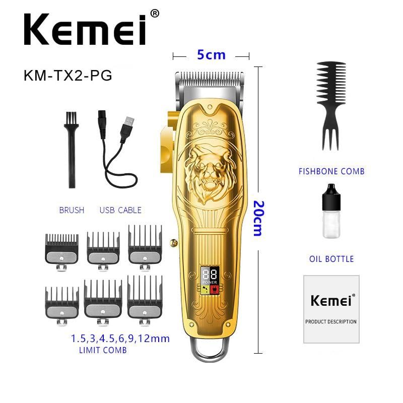 KEMEI - Maquina Peluquería Inalámbrica Kemei Km Tx2 Profesional