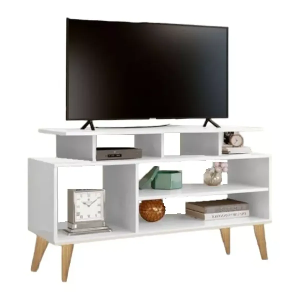 GENERICO - Mesa Tv Funcional, Centro De Entretenimiento, 130 Cm, Color Blanco