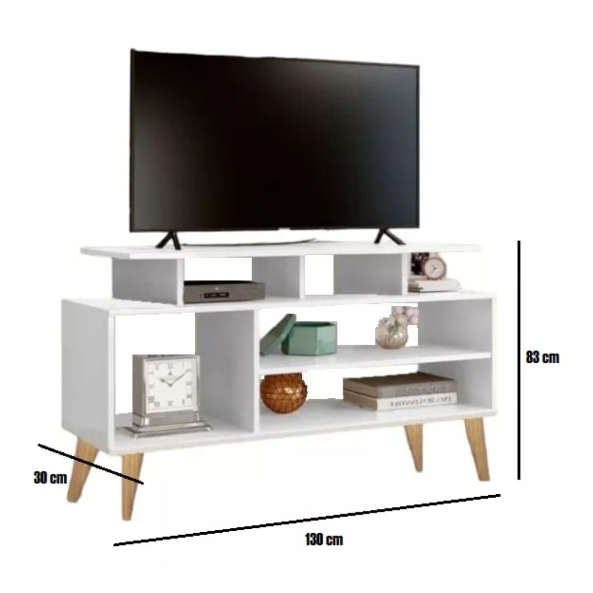 GENERICO - Mesa Tv Funcional, Centro De Entretenimiento, 130 Cm, Color Blanco