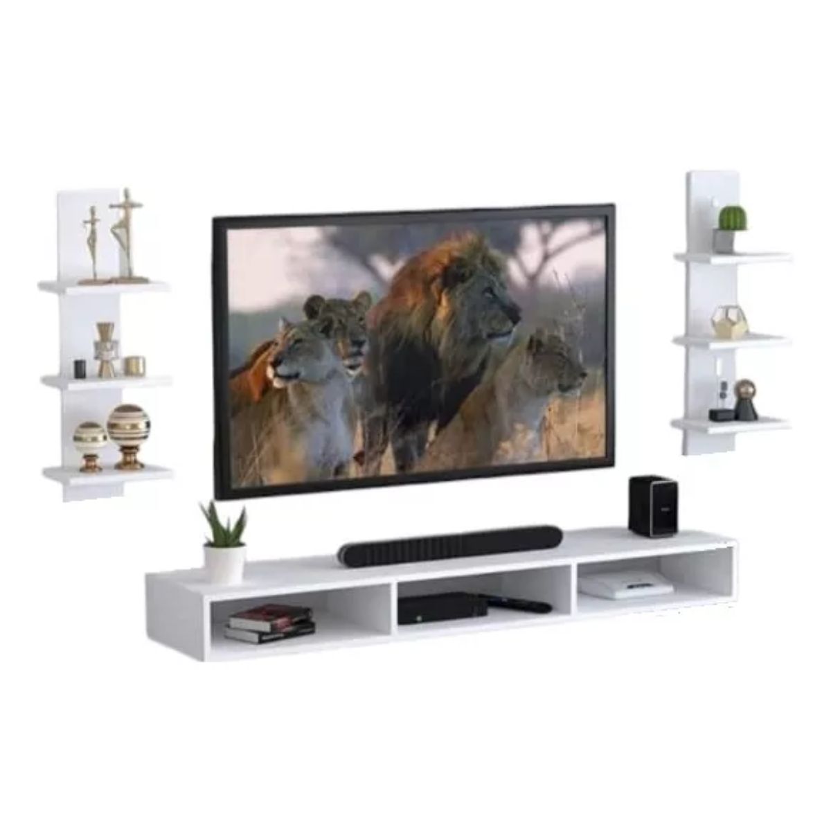 GENERICO - Mueble Mesa De Tv Centro De Entretenimiento Panel Funcional Blanco