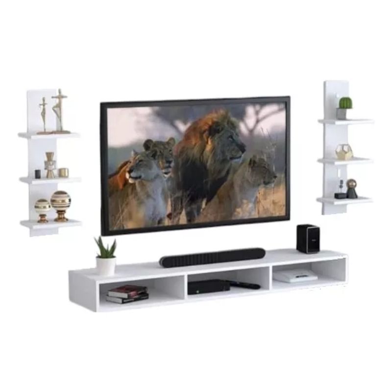 GENERICO - Mueble Mesa De Tv Centro De Entretenimiento Panel Funcional Blanco