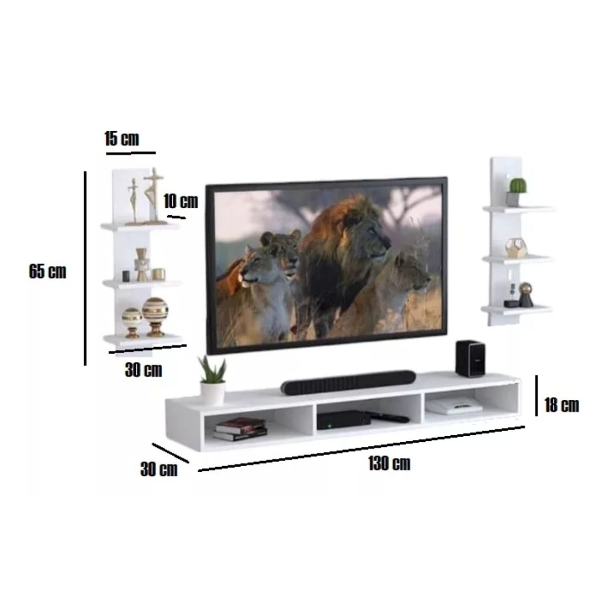 GENERICO - Mueble Mesa De Tv Centro De Entretenimiento Panel Funcional Blanco