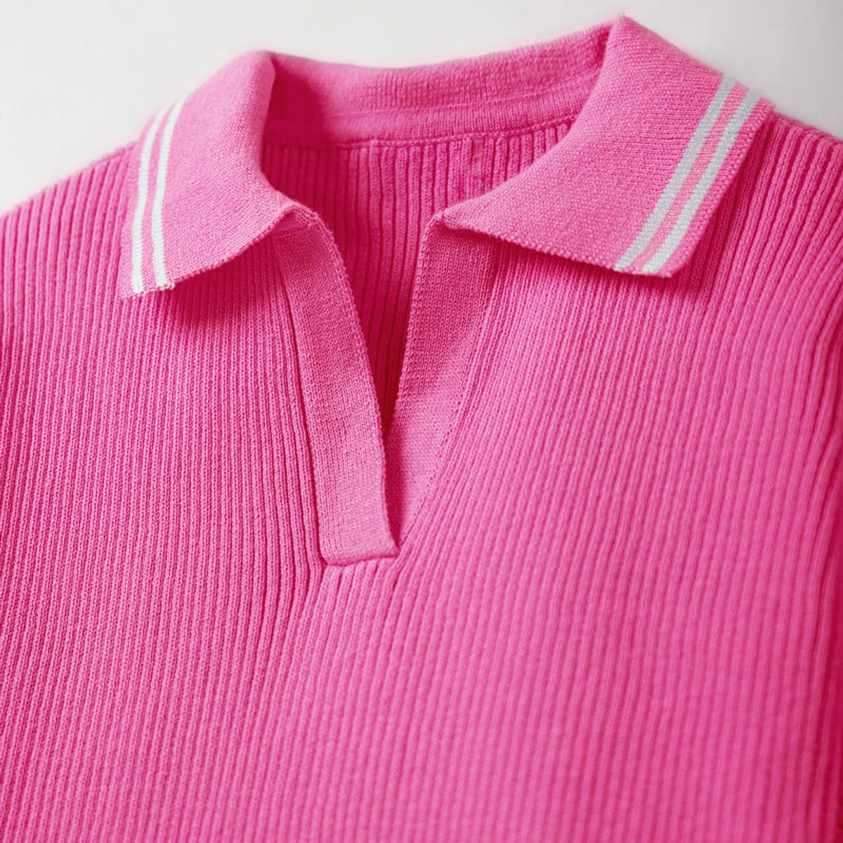 QTORSE - Camiseta  Polo rosa tejida para Niña