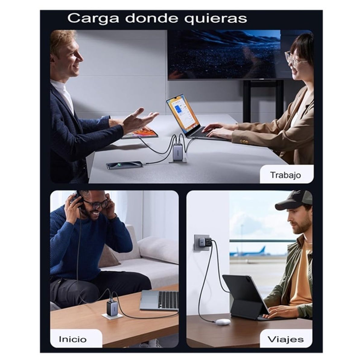 UGREEN - Cargador De Pared Ugreen Carga Rápida 65w 1x Usb-a 3x Usb C